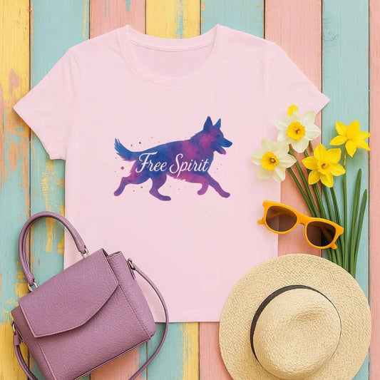 Free Spirit German Shepherd T-Shirts Light Pink T-shirt