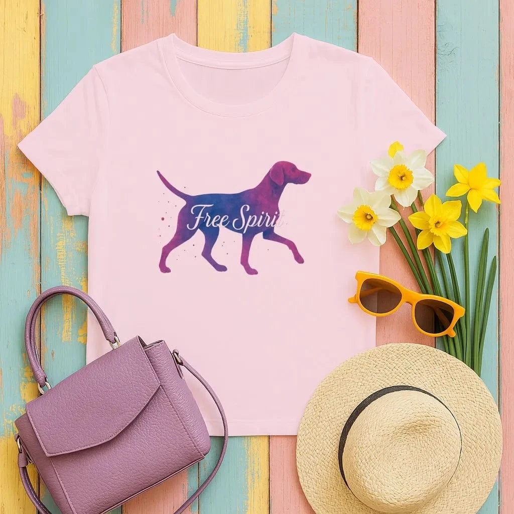 Free Spirit Vizsla Silhouette T-Shirts Light Pink T-shirt