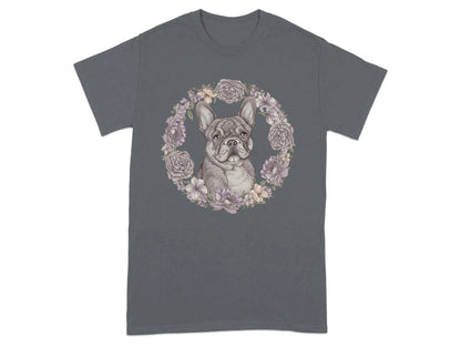 French Bulldog Floral T-Shirts Charcoal T-shirt
