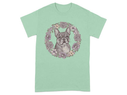 French Bulldog Floral T-Shirts Mint Green T-shirt