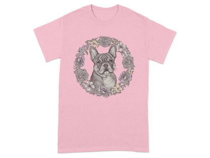 French Bulldog Floral T-Shirts Light Pink T-shirt