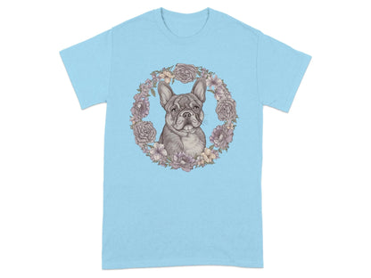 French Bulldog Floral T-Shirts Sky T-shirt