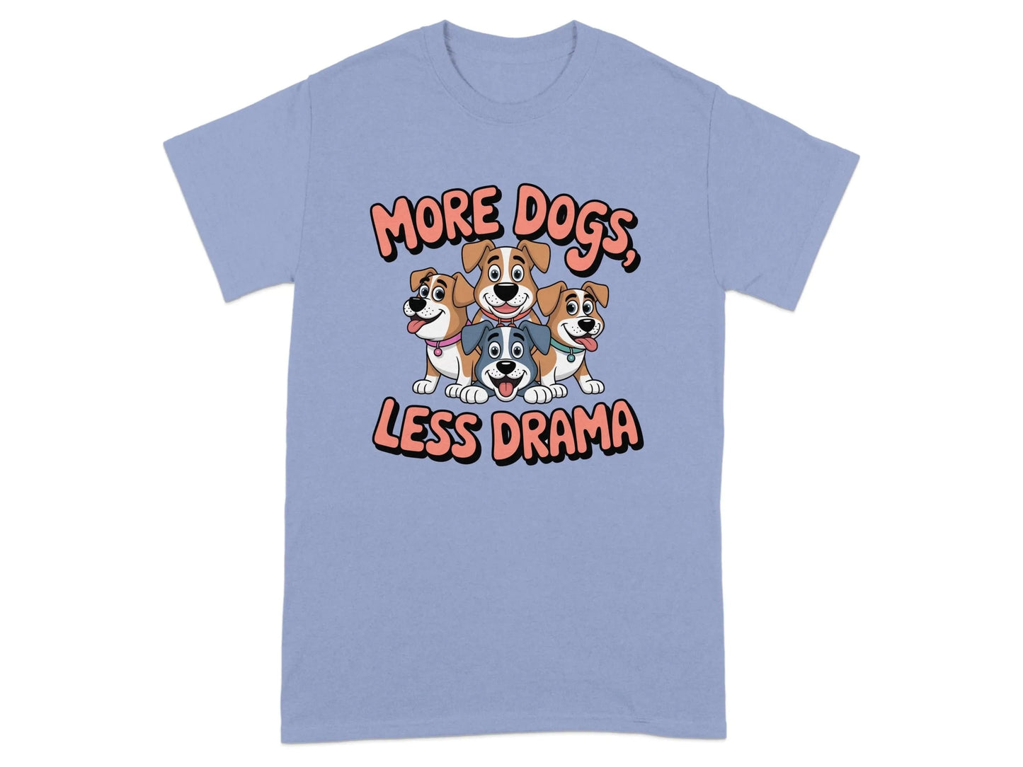 Funny More Dogs Less Drama Design T-Shirts Violet T-shirt