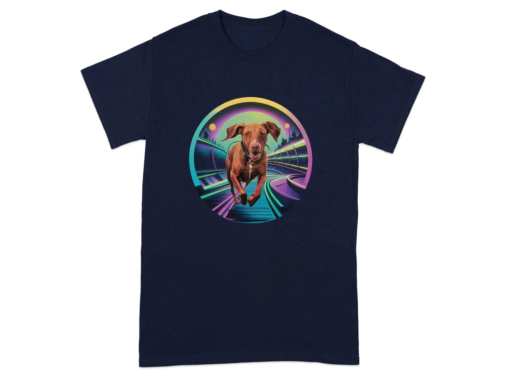 Futuristic Vizsla T-Shirts Navy Blue T-shirt