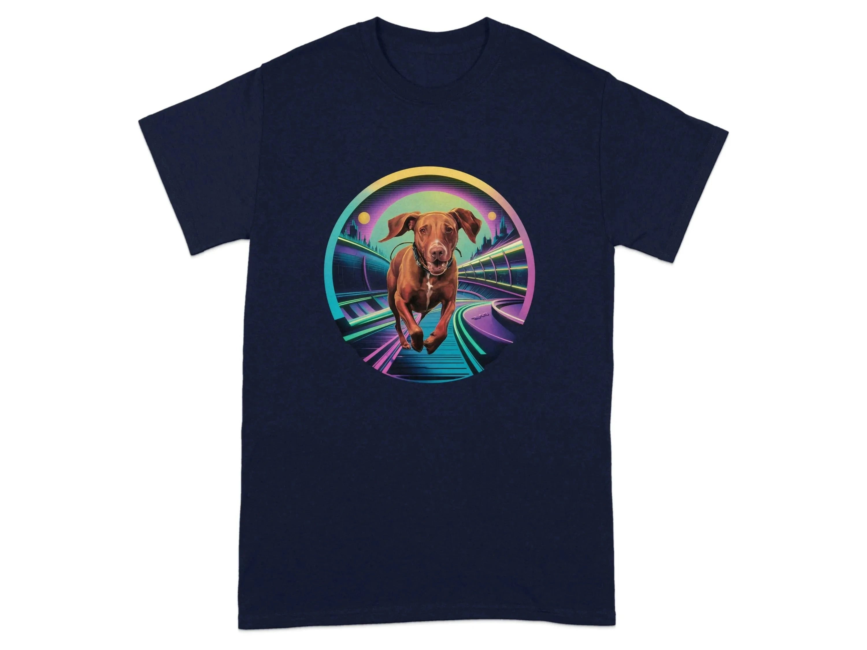 Futuristic Vizsla T-Shirts Navy Blue T-shirt