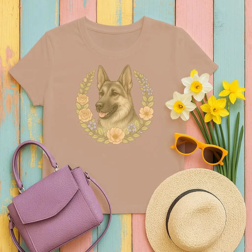 German Shepherd Floral Wreath T-Shirts Texas Orange T-shirt