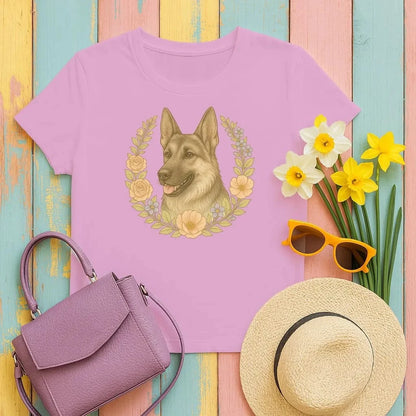 German Shepherd Floral Wreath T-Shirts Heather Radiant Orchid T-shirt