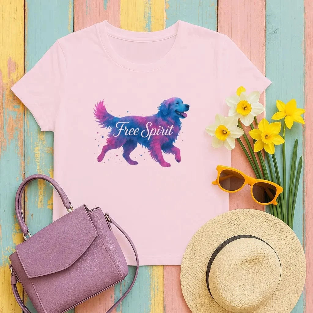 Golden Retriever Free Spirit T-Shirts Light Pink T-shirt