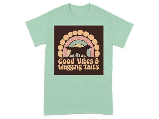 Good Vibes Wags Tails Retro Style T-Shirts Mint Green T-shirt