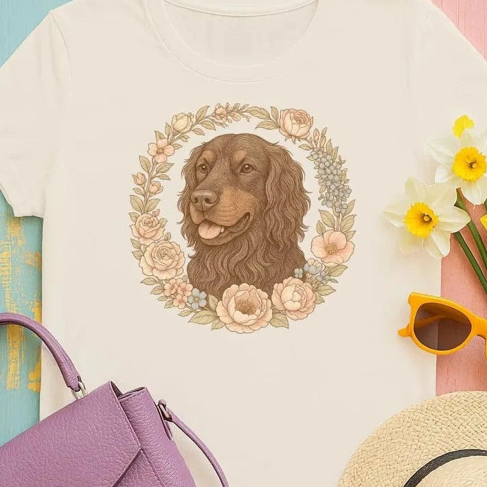 Gordon Setter Floral Wreath T-Shirts Sand T-shirt