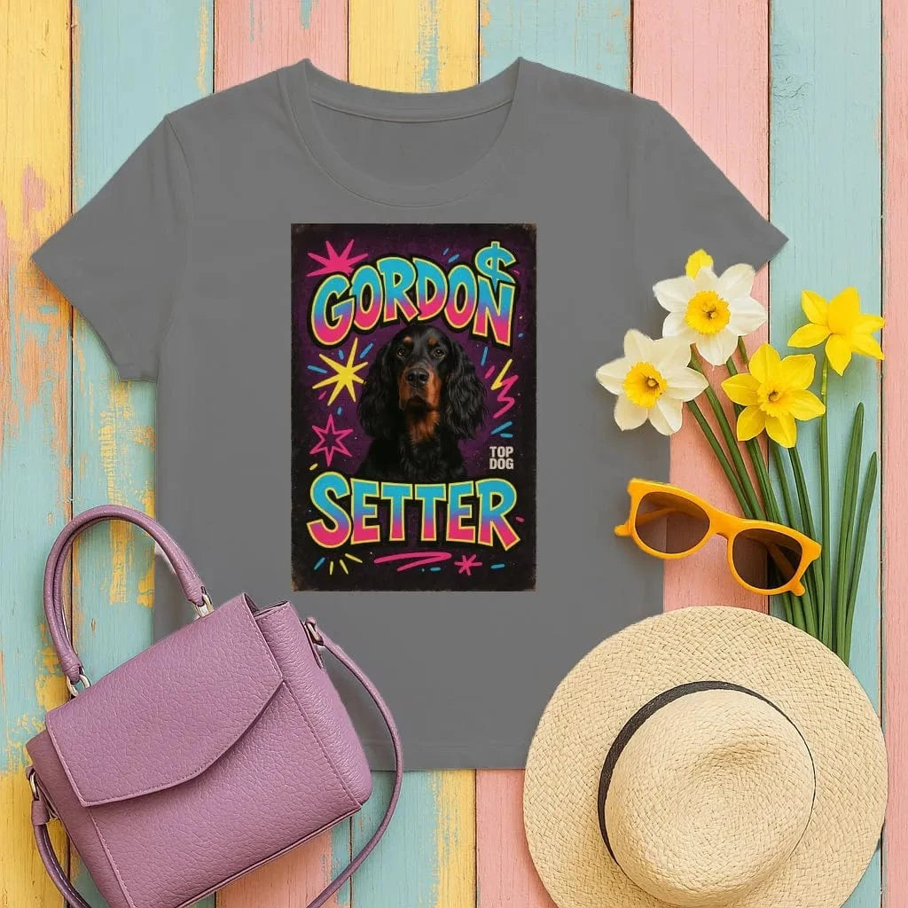 Gordon Setter Top Dog Retro Design T-Shirts Black T-shirt