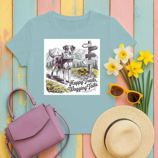 Happy Trails Wagging Tails Adventure Design T-Shirts Antique Jade Dome T-shirt