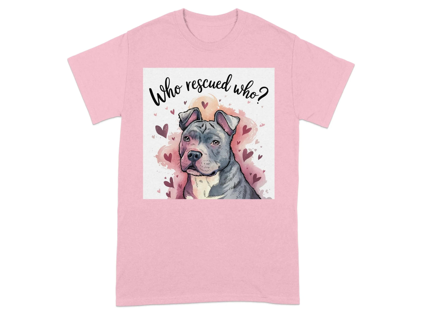 Heartwarming Dog Illustration Who Rescued Who T-Shirts Light Pink T-shirt