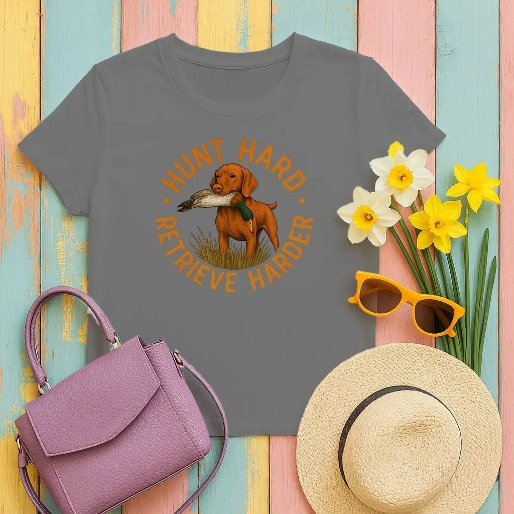 Hunt Hard Retrieve Harder Animal Dog Lovers T-Shirts Black T-shirt