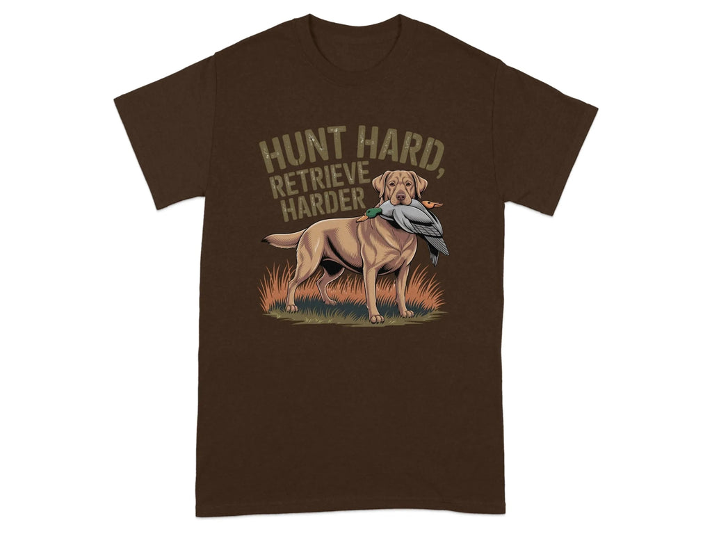 Hunt Hard Retrieve Harder Dog T-Shirts Russet T-shirt