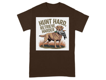 Hunt Hard Retrieve Harder Yellow Lab T-Shirts Russet T-shirt
