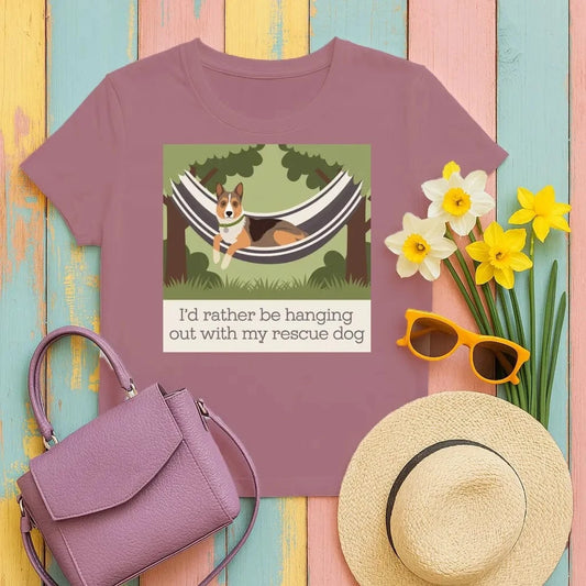 I'd Rather Be Hanging Out With My Rescue Dog T-Shirts Cardinal Red T-shirt