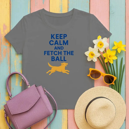 Keep Calm And Fetch The Ball Yellow Lab T-Shirts Black T-shirt