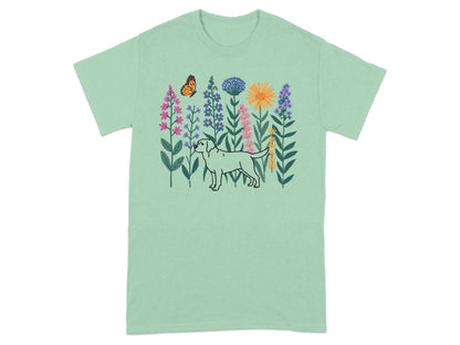 Labrador Floral Garden T-Shirts Mint Green T-shirt