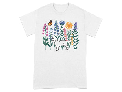 Labrador Floral Garden T-Shirts White T-shirt