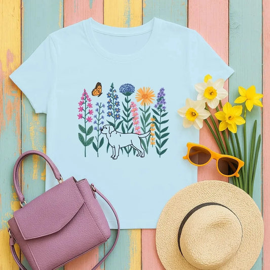 Labrador Floral Garden T-Shirts T-shirt