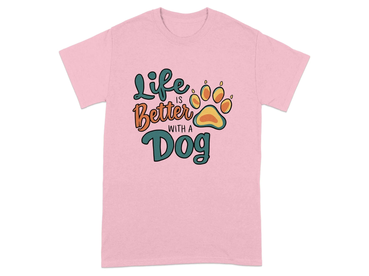 Life is Better with a Dog Printed T-Shirts Light Pink T-shirt