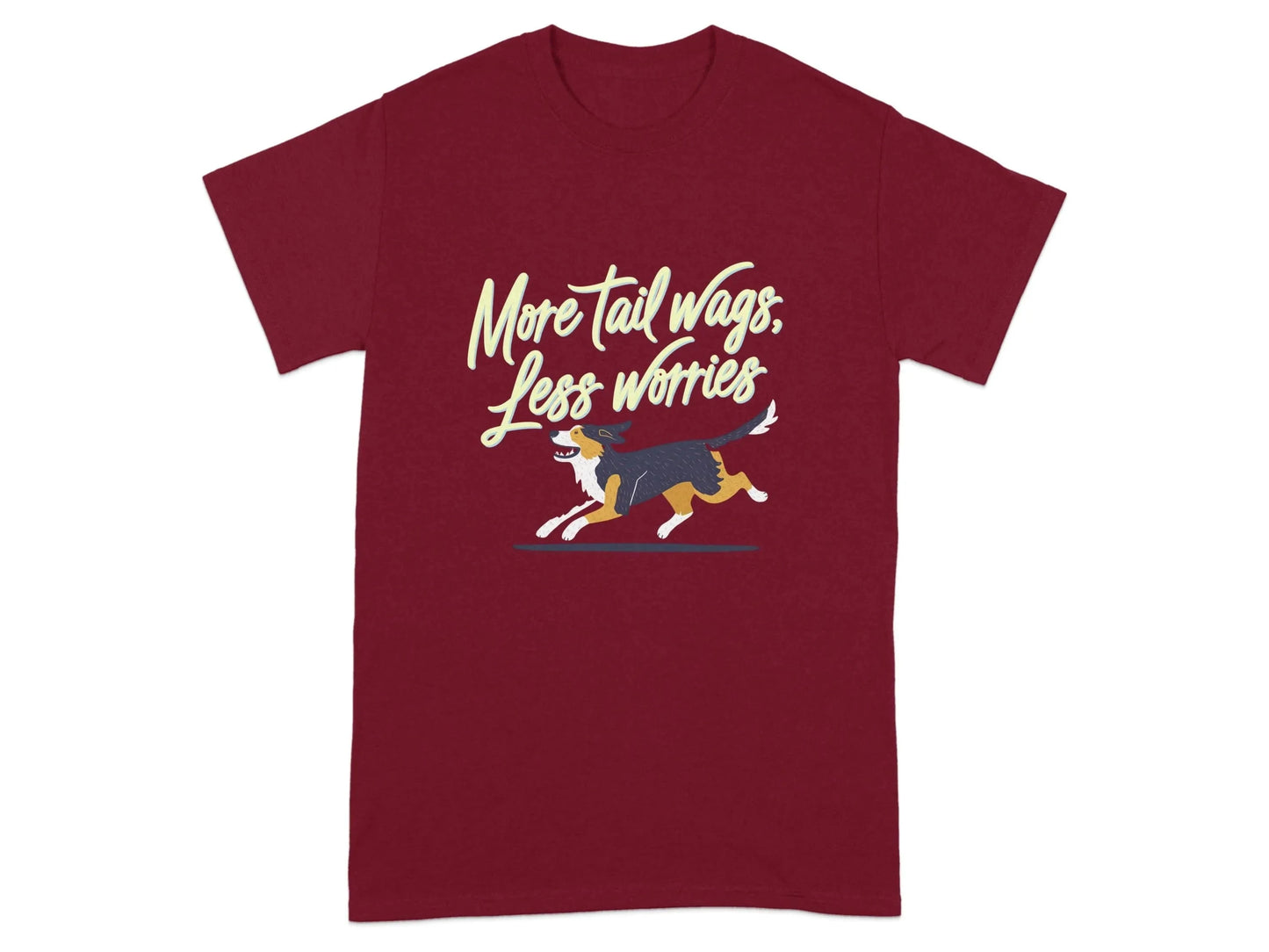 More Tail Wags Less Worries Dog T-Shirts Cardinal Red T-shirt
