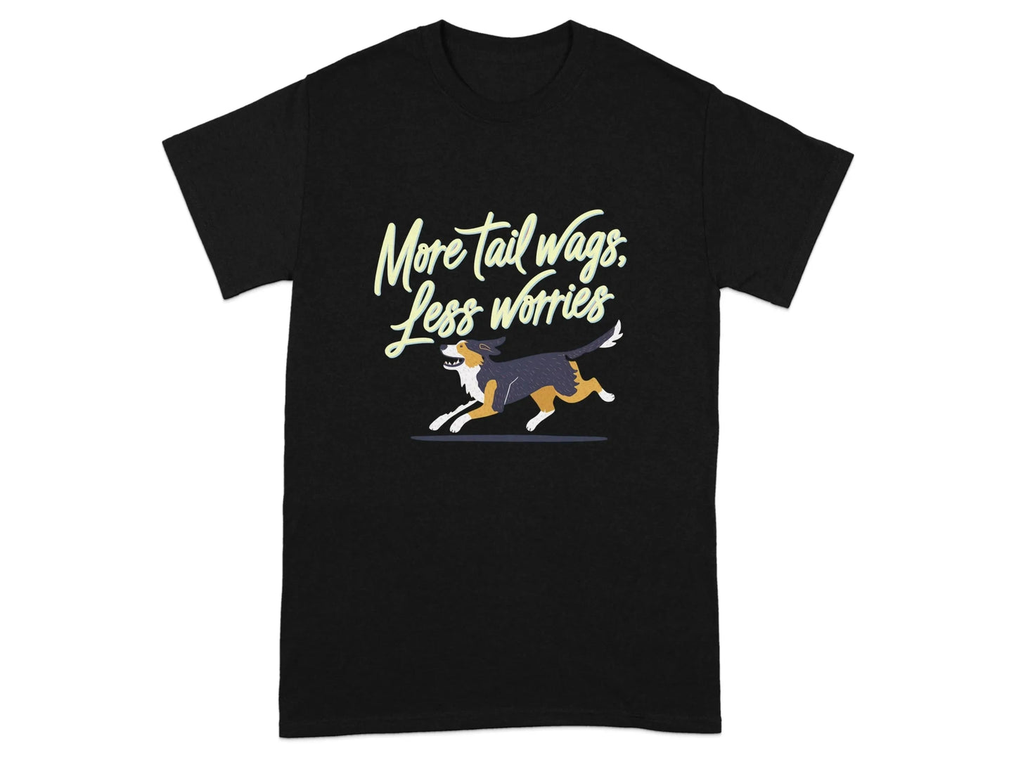 More Tail Wags Less Worries Dog T-Shirts Black T-shirt