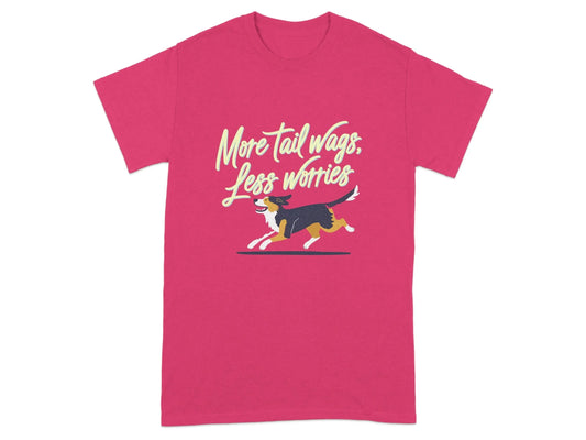More Tail Wags Less Worries Dog T-Shirts Heliconia T-shirt