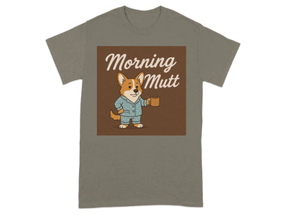 Morning Mutt Corgi Dog With Coffee Pajamas T-Shirts T-shirt