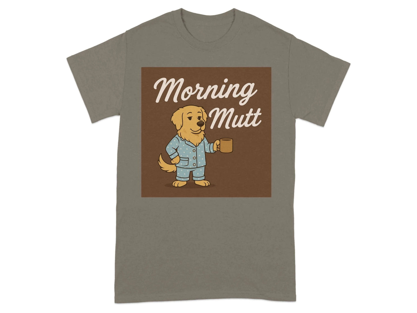 Morning Mutt Golden Retriever Cute Dog in Pajamas Holding Coffee T-Shirts T-shirt