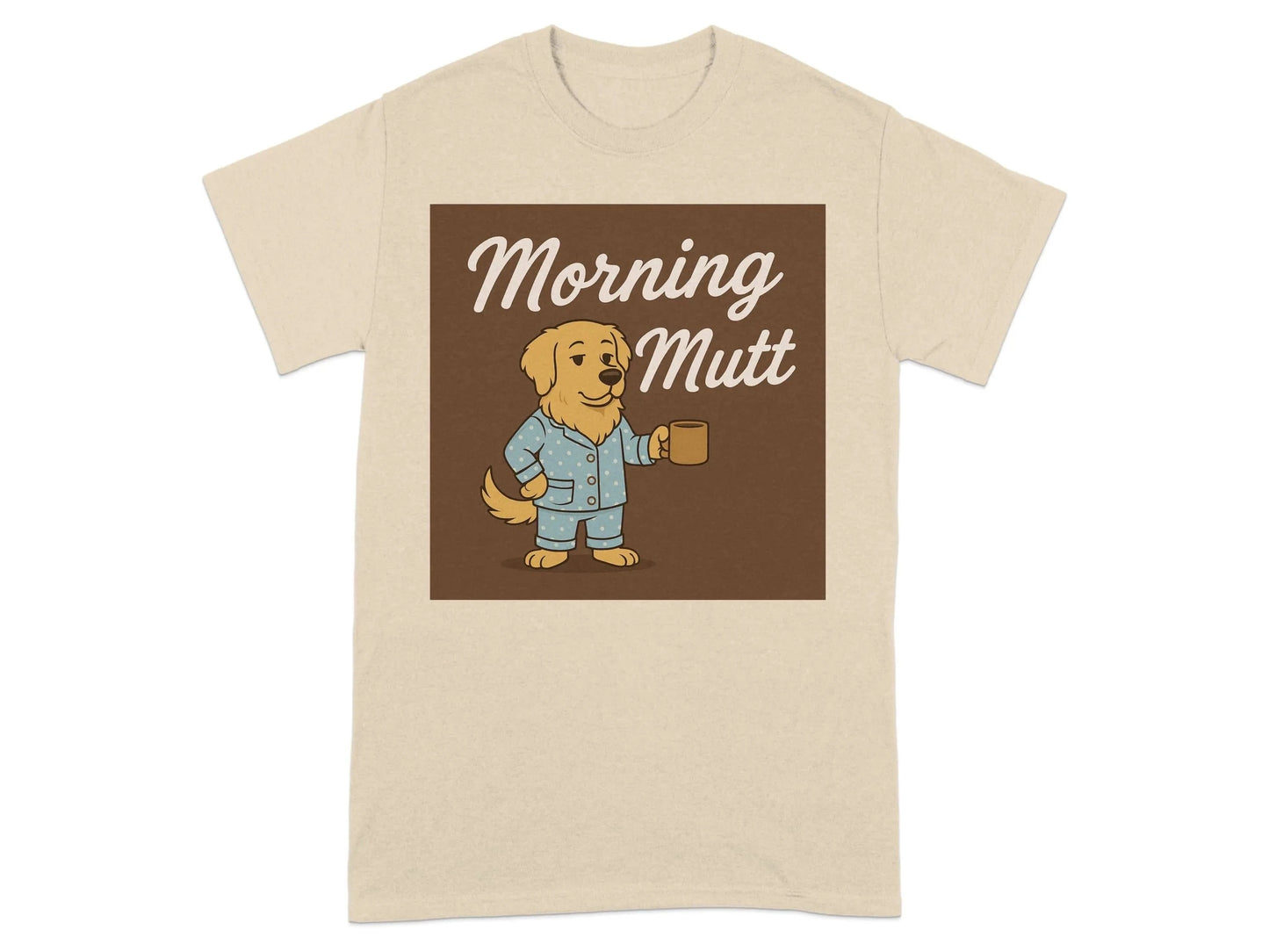 Morning Mutt Golden Retriever Cute Dog in Pajamas Holding Coffee T-Shirts T-shirt