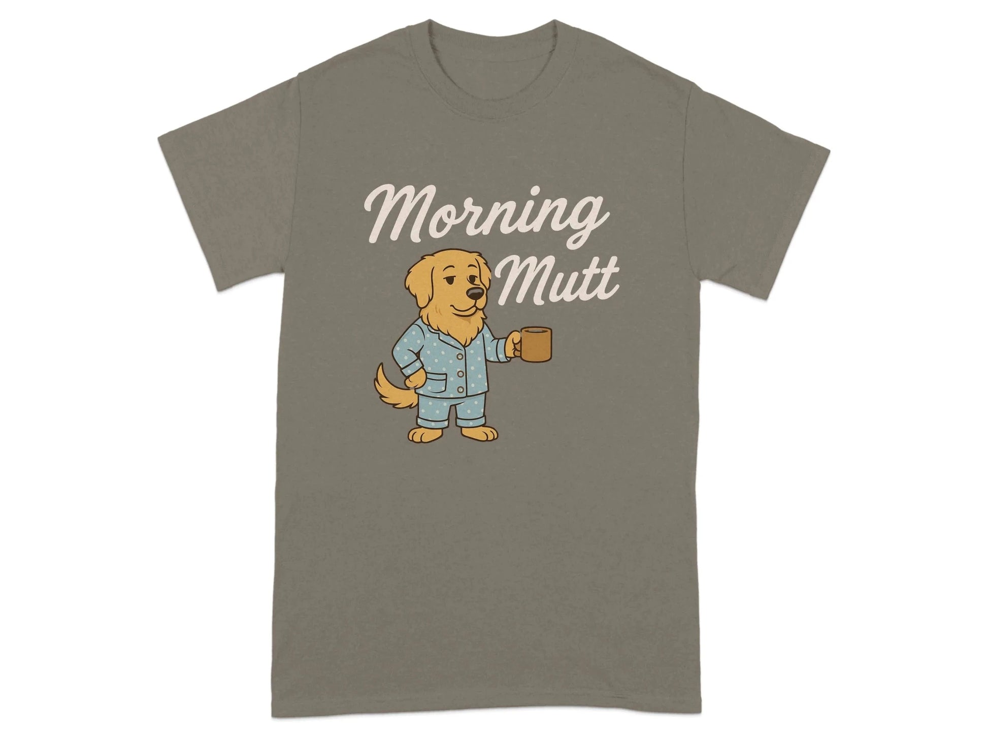 Morning Mutt Golden Retriever Cute Dog in Pajamas Holding Coffee T-Shirts T-shirt