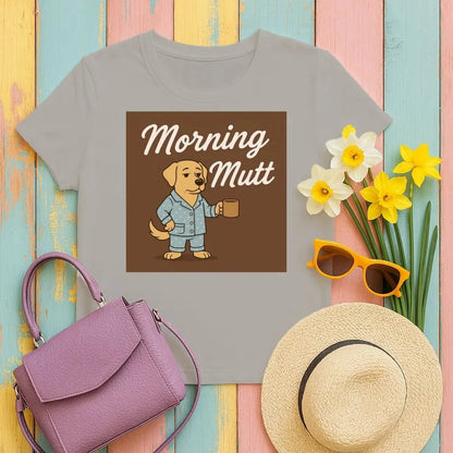 Morning Mutt Yellow Lab with Coffee Cup Funny T-Shirts Brownsavana T-shirt