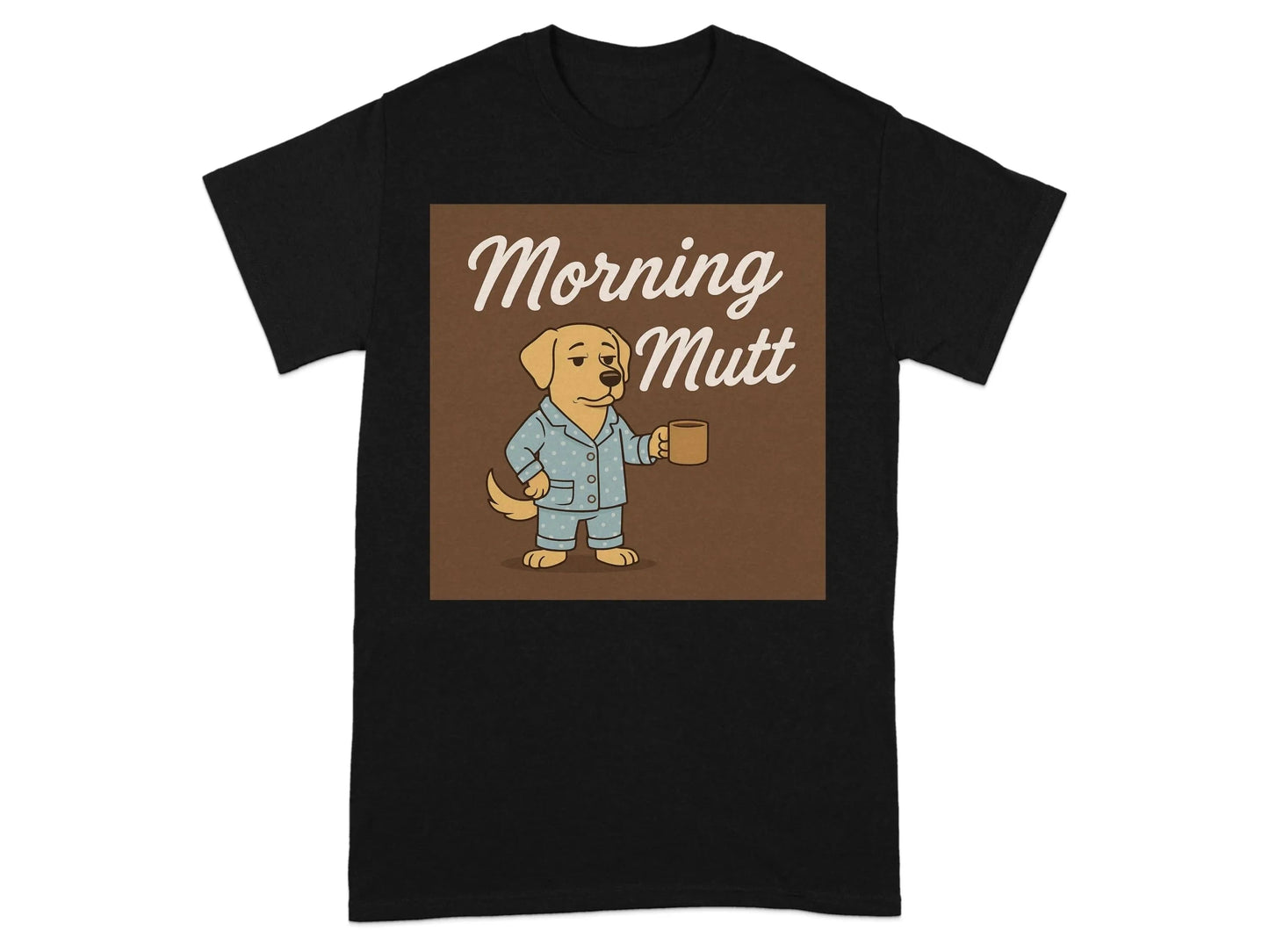 Morning Mutt Yellow Lab with Coffee Cup Funny T-Shirts T-shirt