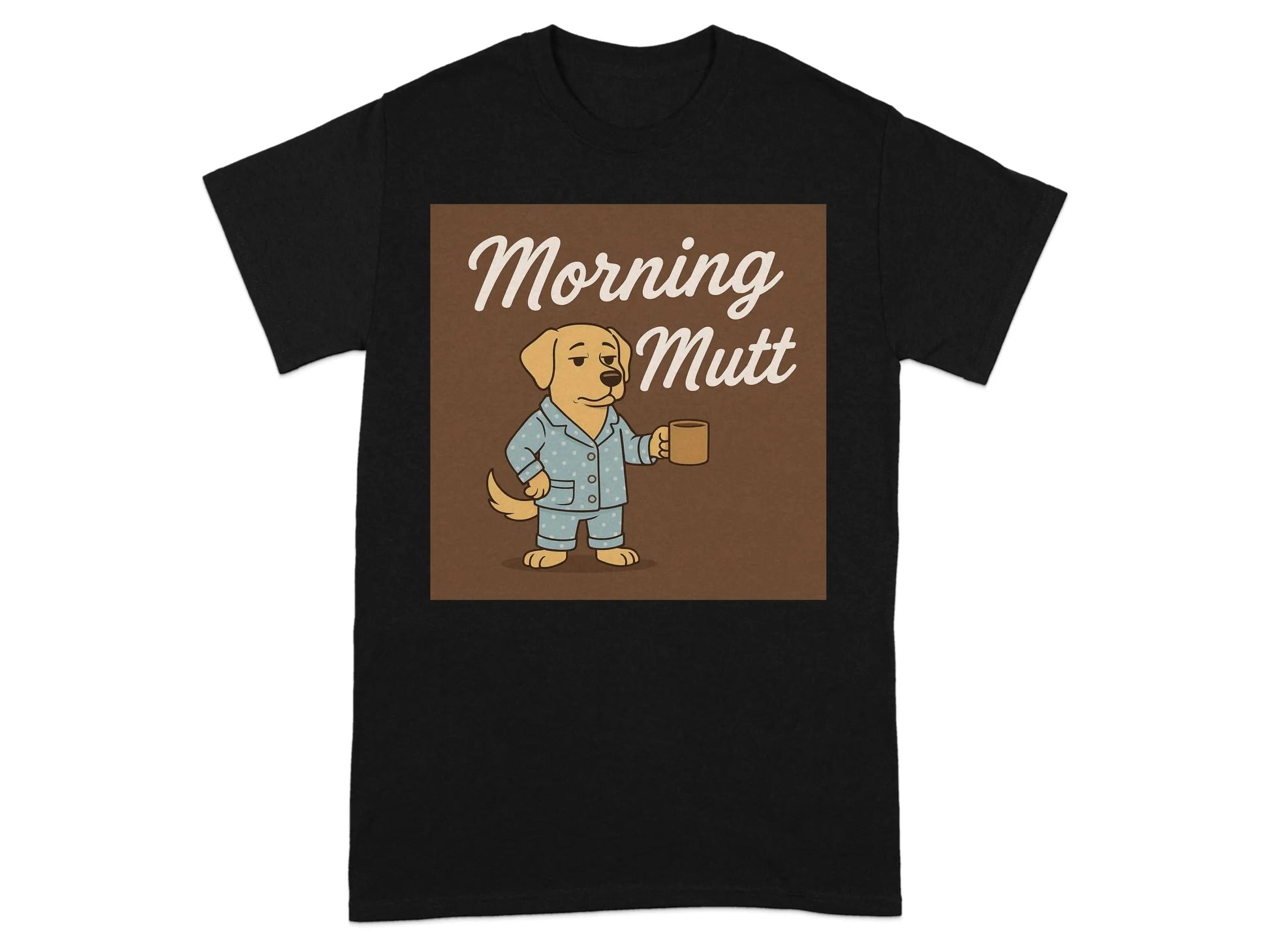 Morning Mutt Yellow Lab with Coffee Cup Funny T-Shirts T-shirt