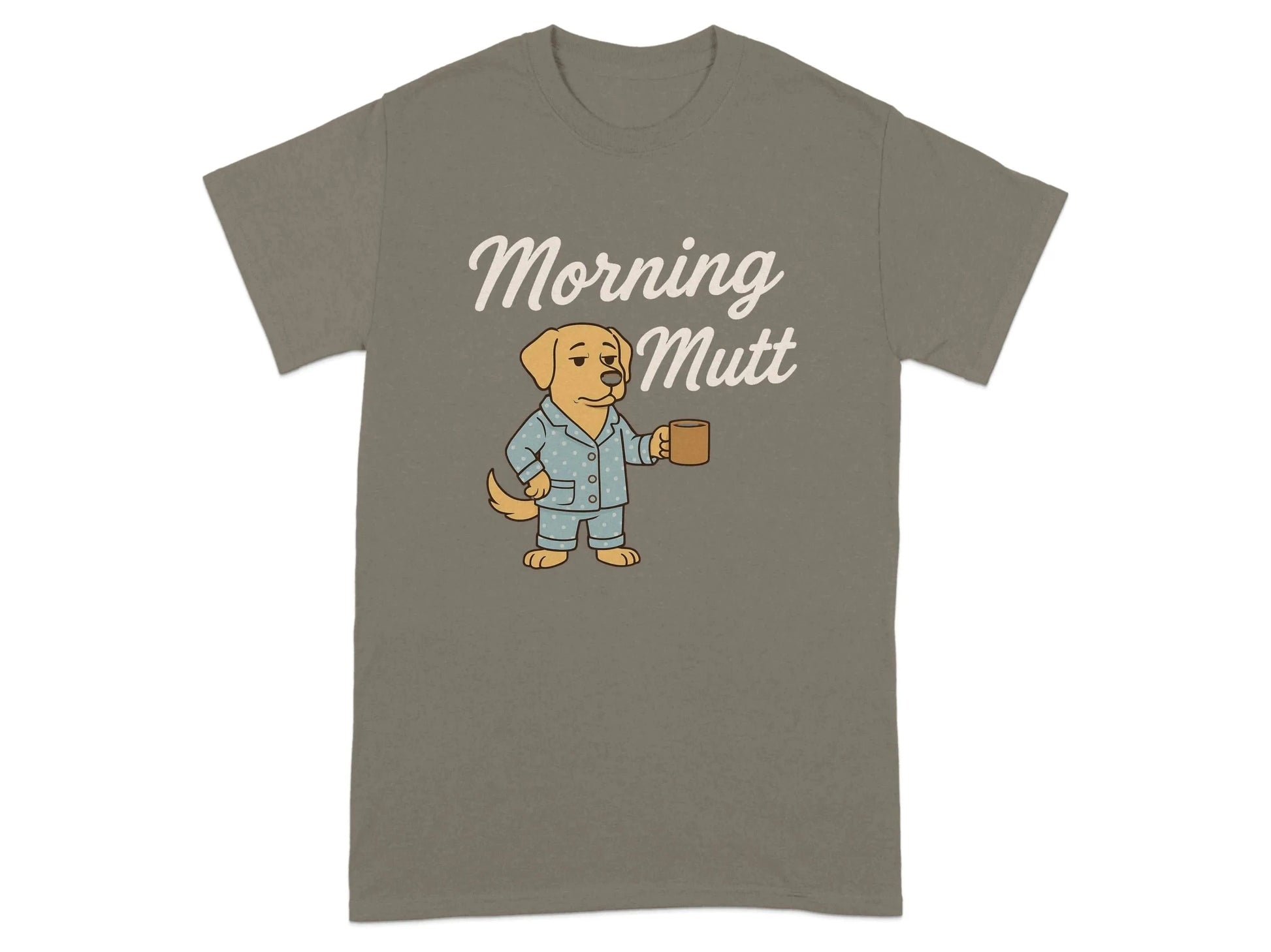 Morning Mutt Yellow Lab with Coffee Cup Funny T-Shirts T-shirt