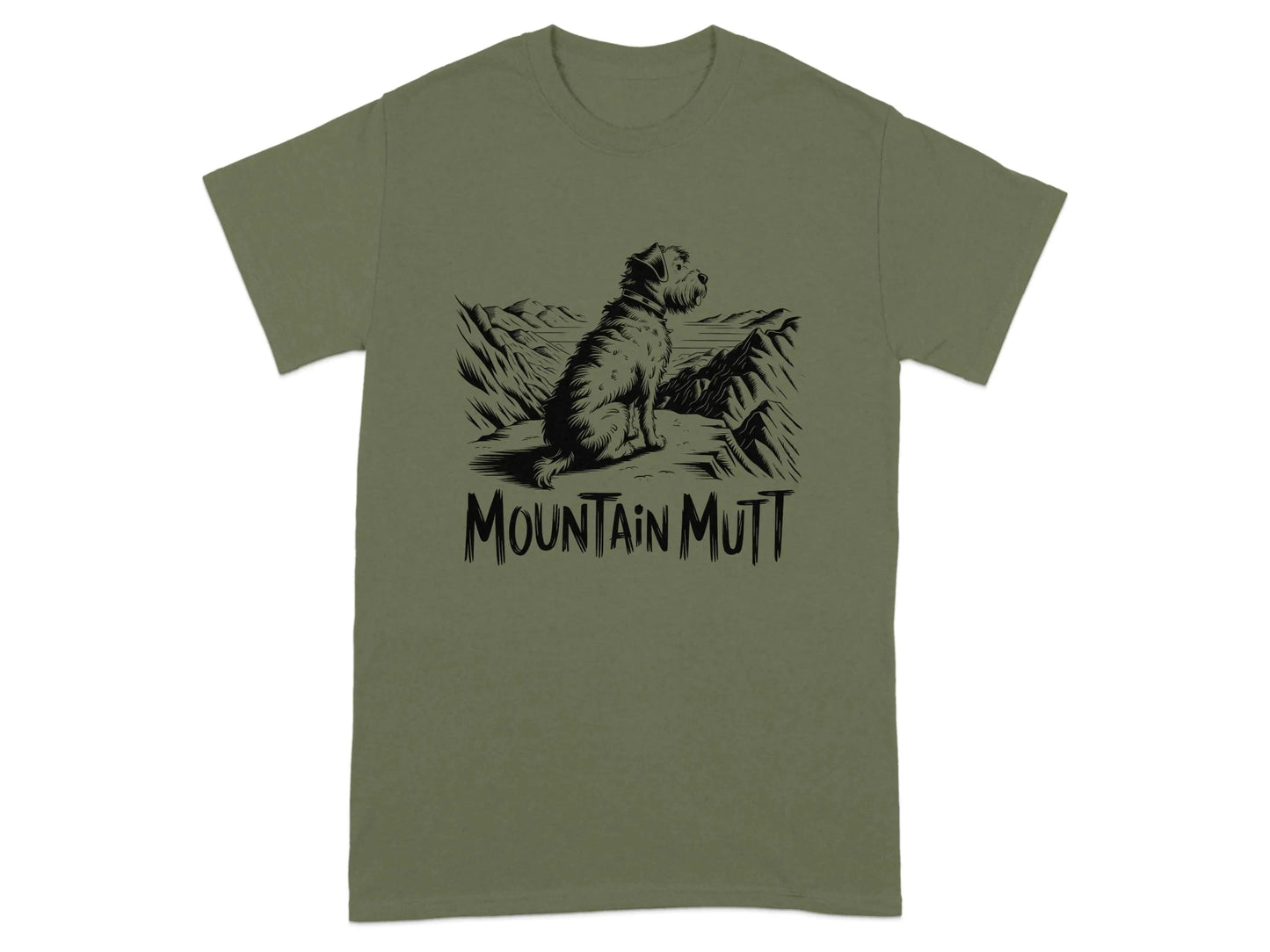 Mountain Mutt Sitting on Rock Adventure T-Shirts T-shirt