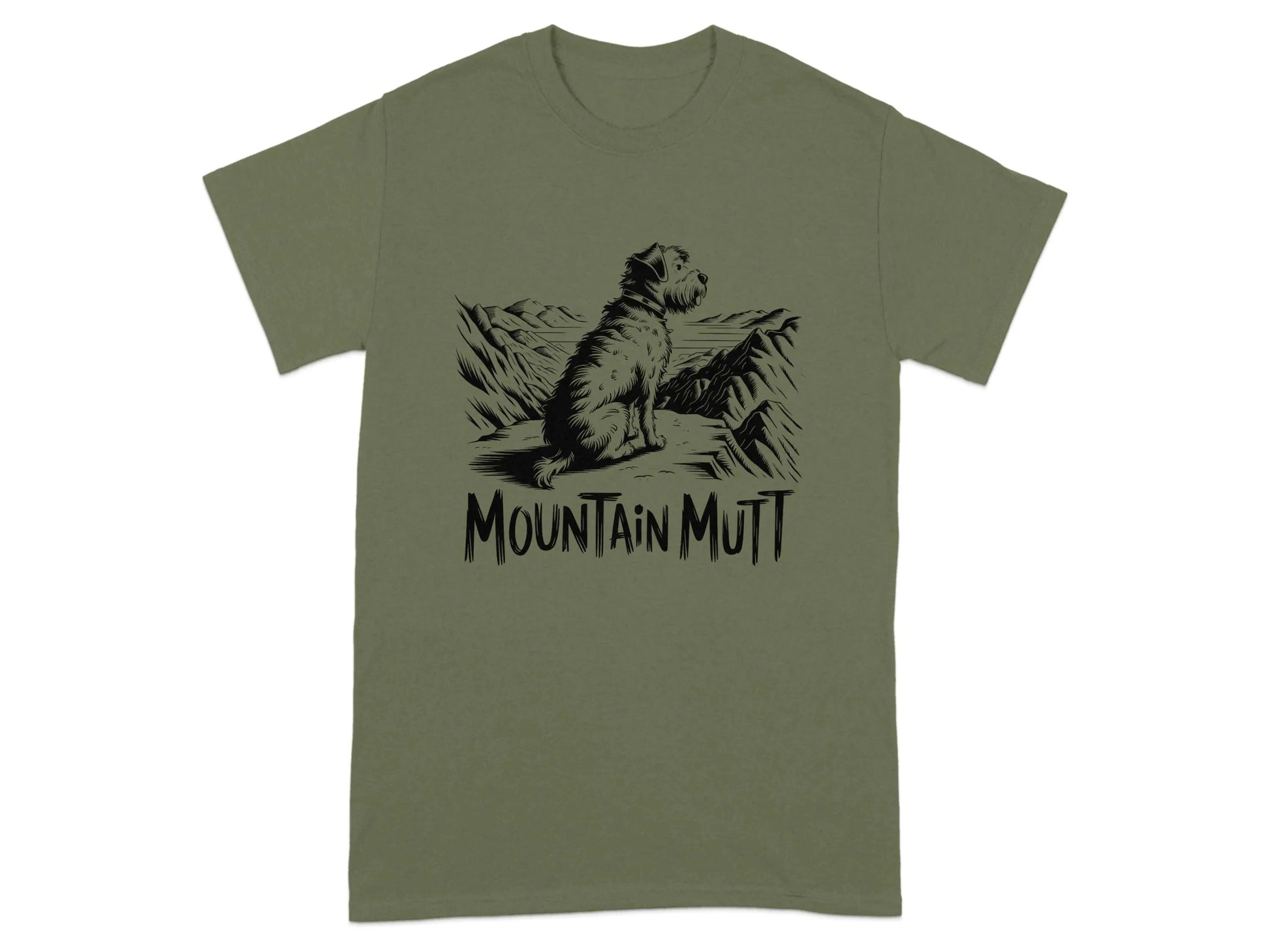 Mountain Mutt Sitting on Rock Adventure T-Shirts T-shirt