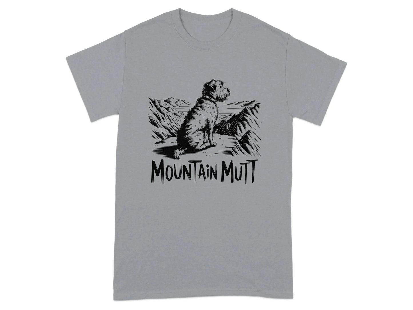 Mountain Mutt Sitting on Rock Adventure T-Shirts Gravel T-shirt