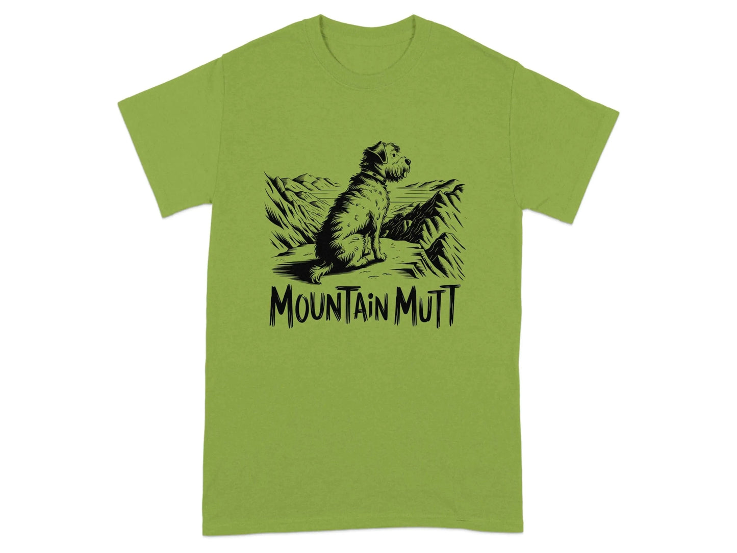 Mountain Mutt Sitting on Rock Adventure T-Shirts Kiwi T-shirt