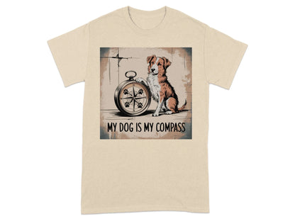 My Dog is My Compass Artistic Design T-Shirts Sand T-shirt