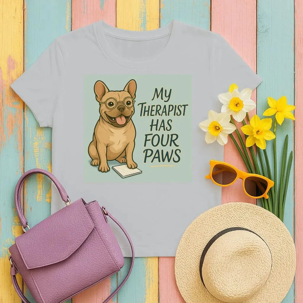 My Therapist Has Four Paws French Bulldog Design T-Shirts Gravel T-shirt
