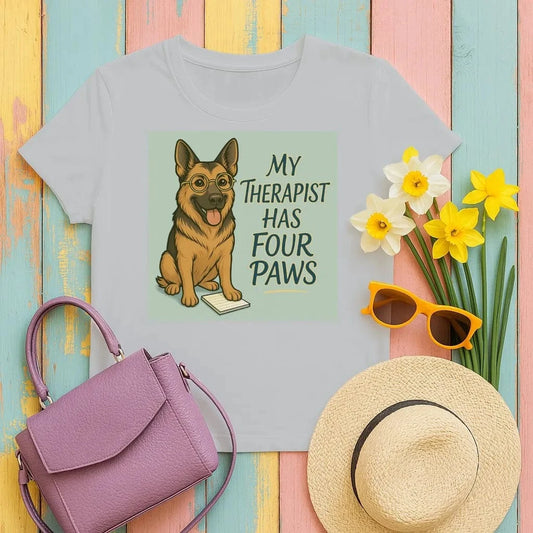 My Therapist Has Four Paws German Shepherd T-Shirts Gravel T-shirt