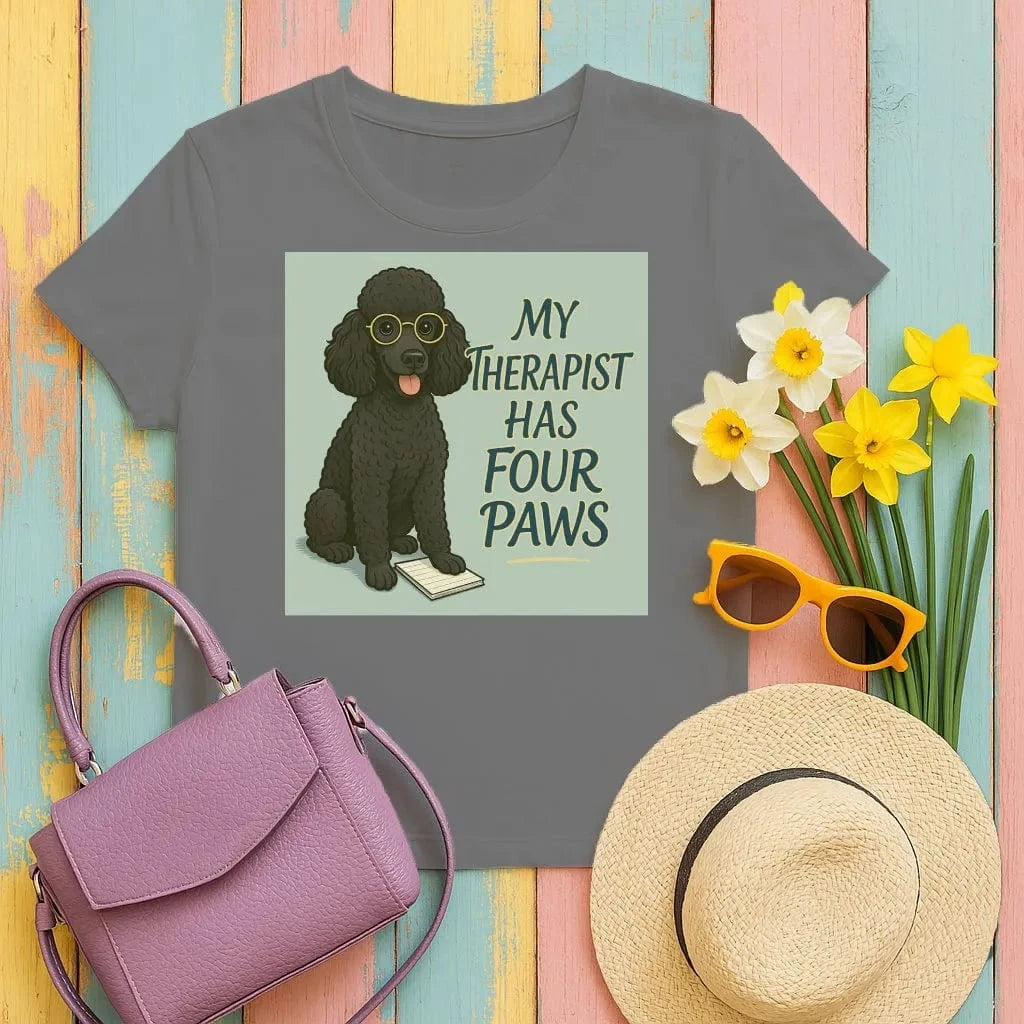 My Therapist Has Four Paws Poodle T-Shirts Black T-shirt