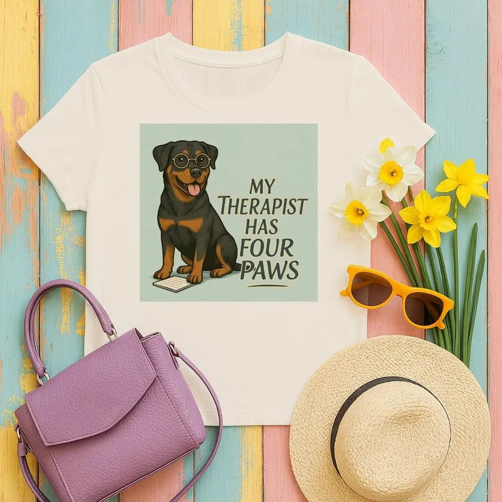 My Therapist Has Four Paws Rottweiler T-Shirts Sand T-shirt