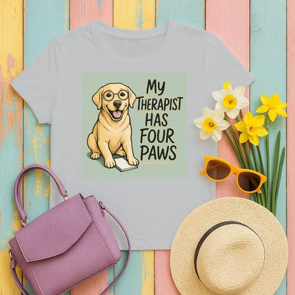 My Therapist Has Four Paws Yellow Lab T-Shirts Gravel T-shirt
