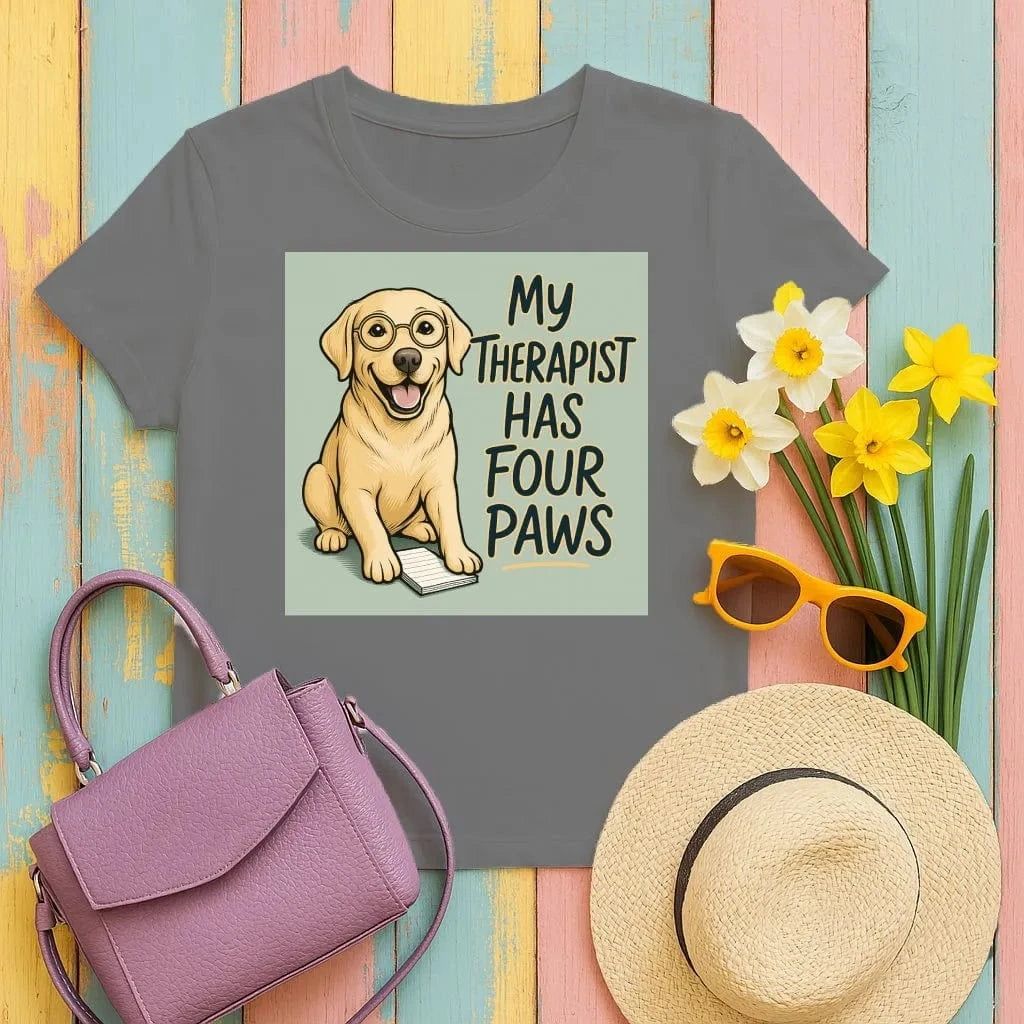 My Therapist Has Four Paws Yellow Lab T-Shirts Black T-shirt