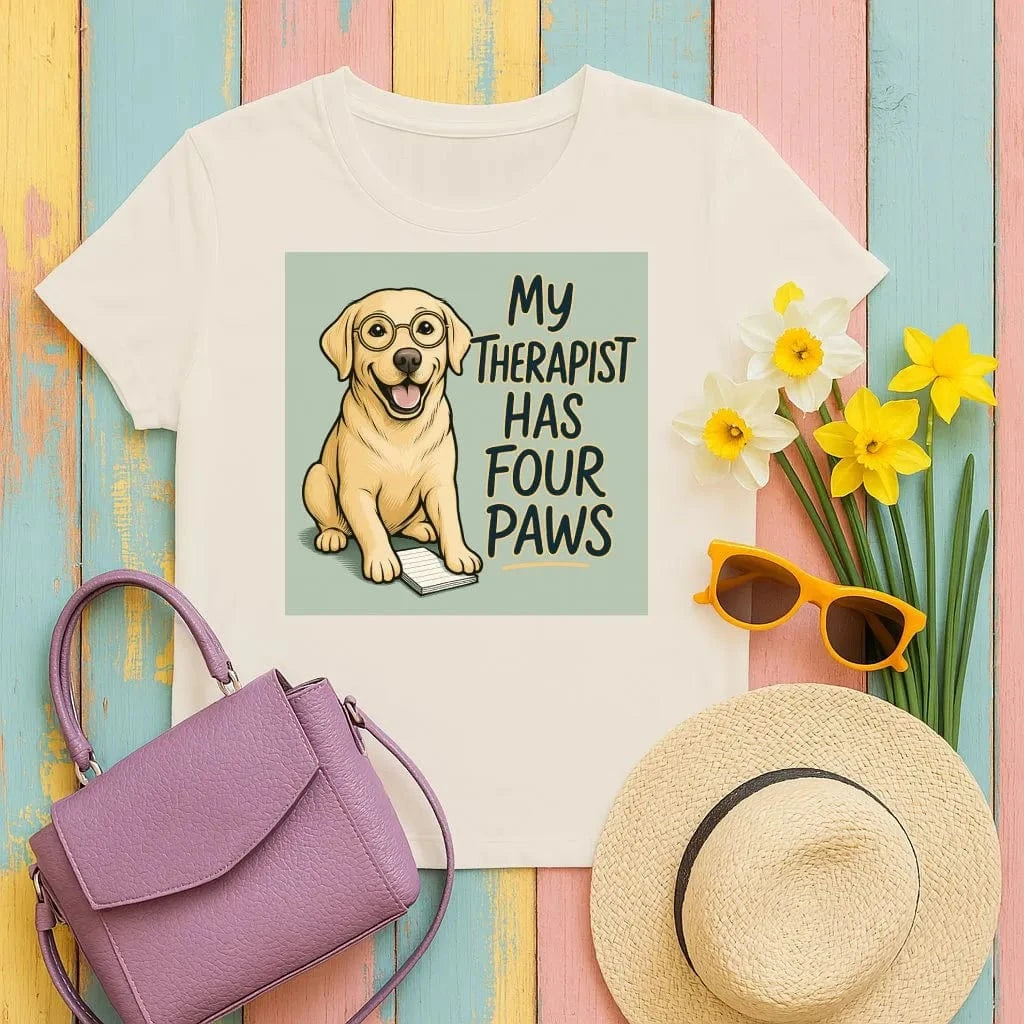My Therapist Has Four Paws Yellow Lab T-Shirts Sand T-shirt
