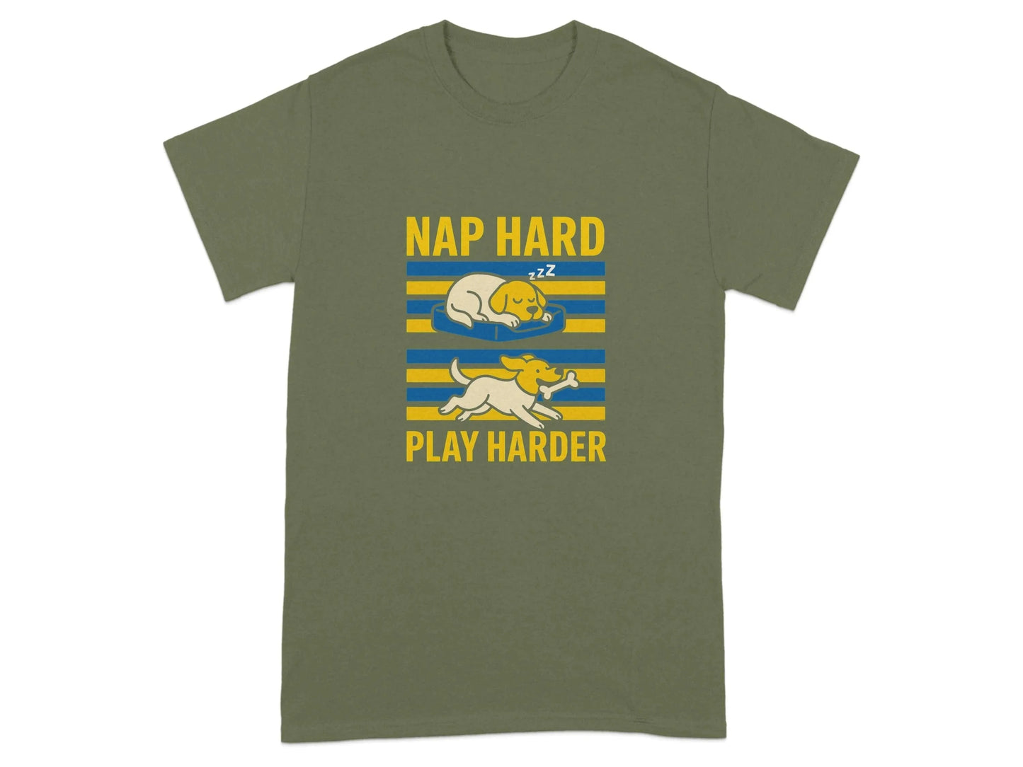Nap Hard Play Harder T-Shirts Military Green T-shirt